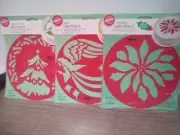 3 Vintage NOS Wilton Christmas Cake Stencil Lot Poinsettia Angel & Tree 1998