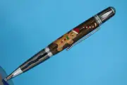 Sierra Ballpoint Pen Platinum & Blk Titanium Gingerbread Men & Candy Cane Inlay