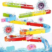 Fajiabao Bath Toys Slide Splash Water Ball Track Stick to Wall Bathtub for Toddlers DIY Waterfall Pipe and Tubes Tub Toys with Suction Wheels Gift for Kids Boys Girls Age 3 4 5 6 7 Years Old
