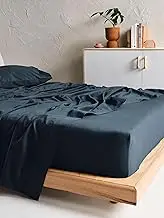 Linen House 500TC Cotton Sateen Flat Sheet, King, Navy