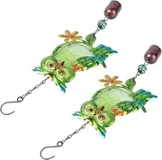 CAXUSD Metal Owl Wind Chime Iron Wind Bells Glass Art Animal Wind Chime for Home Office Garden Decor