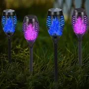 4pcs Solar Outdoor Lights Decorative with Flickering Flame, Mini Solar Landscape Lights Waterproof, Solar Garden Lights,