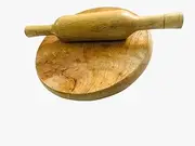 Creative Homes Resin Art Chakla Belan Mango Wood Multishaded Wooden Roti Roller Rolling Pin Roti Maker Phulka Wooden & Round Board Chapati Maker, Brown, 9 x 9 x 1 Inch