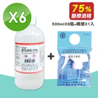 在飛比找PChome24h購物優惠-唐鑫 潔用酒精 75% 500mlX6瓶 + 消毒酒精居家用