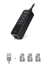 USB3.0 Giga LAN & 3Port HUB Ultrabook, MacBook Air, MS Surface Pro Support