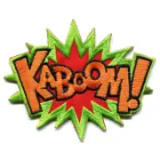 KABOOM Bomb Sign Patch Crewel Embroidery Needle Ironing Press Cloth Bag Decor