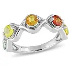 Amour Sterling Silver 1 7/8 CT TGW Multi-Color Sapphire Infinity Band Ring