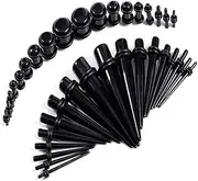 [AIMALL] 36PCS Ear Stretching Kit Plug Set Stretch Ear Taper Expander Stretcher Tapers, 14G to 00G, Body Piercing Jewelry, Unisex, Includes Storage Case