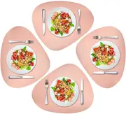 Cozy Life Modern Placemats Set of 4/6/8, Round Leather Placemats for Kitchen Dining Table, Heat Resist Easy to Clean Oval placemats(Pink)