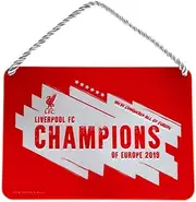 Liverpool FC Champions of Europe 2019 Metal Sign (UK Size: One Size) (Red)