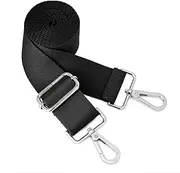 ZOOEASS Wide Shoulder Strap (Solid),Adjustable Replacement Belt Crossbody Canvas Bag Handbag, Silvery Buckles-black, W:1.5in,L:64.35in