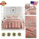 Reversible King Size Cotton Quilt Set with Exquisite Floral Patchwork Design