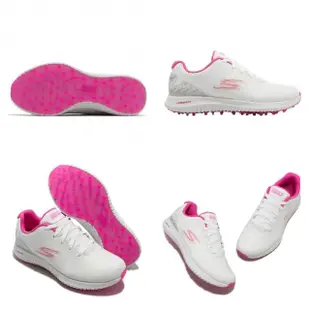 【SKECHERS】高爾夫球鞋 Go Golf Max 2 女鞋 白 粉紅 防水鞋面 記憶鞋墊 緩震 高球(123030WMLT)