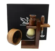 Brown 5 Piece Shaving Set | DE Safety razor Badger And Brush | Men's Gift Kit