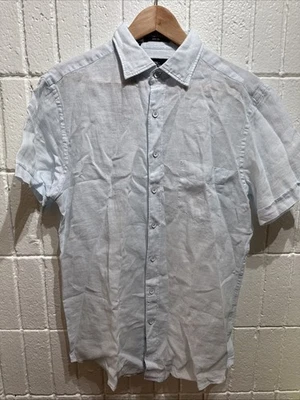 Rodd & Gunn Men's Linen Button-Up Short Sleeve In MEDIUM color ICE BERG ( New )