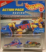 Mattel Hot Wheels 1996 Action Pack Series 1:64 Scale Die Cast Metal Car 16155 - RACING Race to Victory with T-Bird Stocker Racing Car, Buick Stocker Racing Car, 1 Racer and 2 Pit Stop Crew with Equipments
