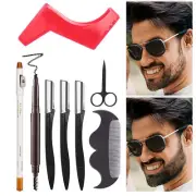 Beard Shaving Tool 8pcs Beard Trimming Tool with Template Guide Beard Shaper