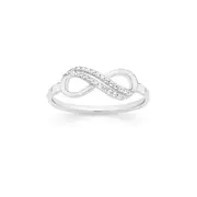Silver Pave Cz Double Infinity Ring Size S in Clear
