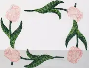 Peach Tulip blooms embroidered Quilt Label Custom made for quilt tops or blocks