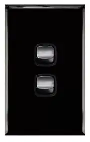 HPM EXCEL 2-GANG ROCKER SWITCH 10A 240V 1-Pole 2-Way Vertical, Flush Mount BLACK