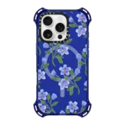 iPhone 16 Pro Bounce Case MagSafe Compatible Blue Flowers