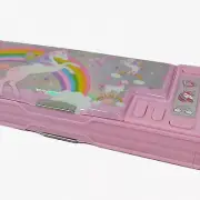 Unicorn Magic Stationery Box: 2-Compartment Pencil Case with Pop-Out Calculator