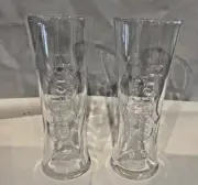 2 Carlsberg 1847 Embossed Tulip Wave Half Pint Beer Nucleated Glasses M11 NEW