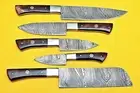 Knivesbank Handmade Damascus Steel Chef Knife Set with Leather Roll Kit C-5000