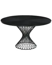Armen Living Cirque 54in Round Wood And Metal Pedestal Dining Table