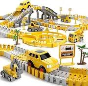 Toddler Boy Toys 236 PCS Race Tracks Toys Gifts for 3 4 5 Year Old Boys Kids, 6 PCS Construction Car Toys for 3 4 5 Year Old Boys, Christmas Birthday Gifts for 3 4 5 Year Old