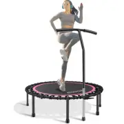 48" Silent Fitness Mini Trampoline Fitness Rebounder with Adjustable Foam Han...