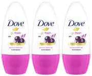 3 DOVE GO FRESH 48h Moisturizing Deodorant Antiperspirant Roll On Bottles 50ml