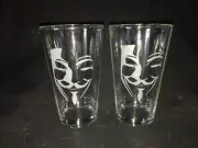 Vendetta Mask Hand Etched (with a Dremel) Pint Glasses!