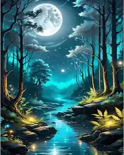 Moon Paint by Numbers for Adults-Landscape Paint by Number on Canvas without Fra