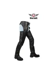 Black Naked Cowhide Leather Chaps W/ Mesh Lining