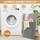 145L Laundry Basket with Lid Collapsible Clothes Hamper with 3 Removable caKir