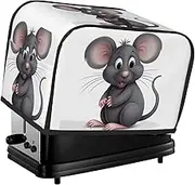 Grey rat Toaster Cover 2 Slice Bread Machine Covers Waterproof Universal Size Kitchen Small Appliance Cover with Hang Loop, Dust and Fingerprint Protection