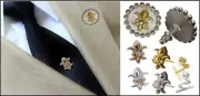 NEW Fleur de Lis Lapel Pin-Tie Tack-Tuxedo Shirt Stud-Diamonds 18K Gold-Silver