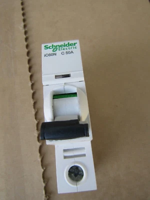 Schneider 50 Amp ACTI9 IC60N Miniature Circuit Breaker MCB C Curve 1 Pole