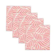 4pc Rayell Ceramic Printed Coaster Leaf Love Tangerine Drink Glass Holder Set