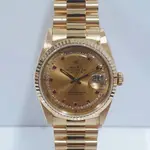 ROLEX勞力士 18238 DAY-DATE 蠔式18K金 經典紅蟳 少見紅寶多層鑽面盤 大眾當舖 編號L539