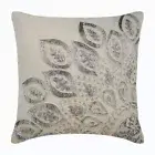 Square Cushion Cover Beige 16"x16", Home Decor Cotton Fabric - Silver Charmer