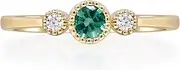 [Gin & Grace] 10K Yellow Gold With Natural Emerald and Natural Diamond (I1) Ring for Women.