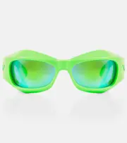 [Bottega Veneta] Bottega Veneta Mirrored oval sunglasses One Size green