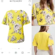 Witchery Lemon Drop Splice Print Top Size S New Rrp $79.95