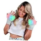 Light Up Fuzzy Fingerless LED Glow Gloves