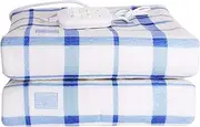 Electric Blankets Bed Blankets Electric Blanket Double Blue Lattice Automatic Power-Off Safety and Warmth Double Control Electric Mattress