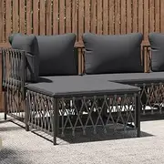 Garden Footstool with Cushion, Outdoor Furniture Set, Patio Furniture, Outdoor Chairs, Patio Table, Woven Fabric - Anthracite