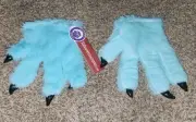Adult Blue Monster Hands Costume Dress-Up 4 Finger Claws Fuzzy