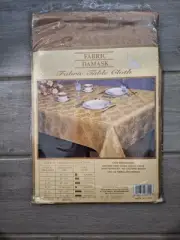 Better Home 54 X 54 Square Gold Poinsetta Damask Fabric Tablecloth Christmas